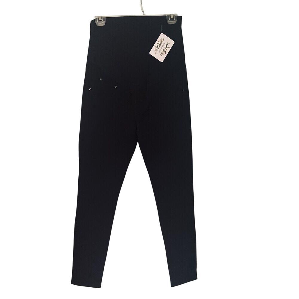 PACBREEZE Women's Md Stretchy Maternity Jeans Denim Skinny Pants w/Pockets Black